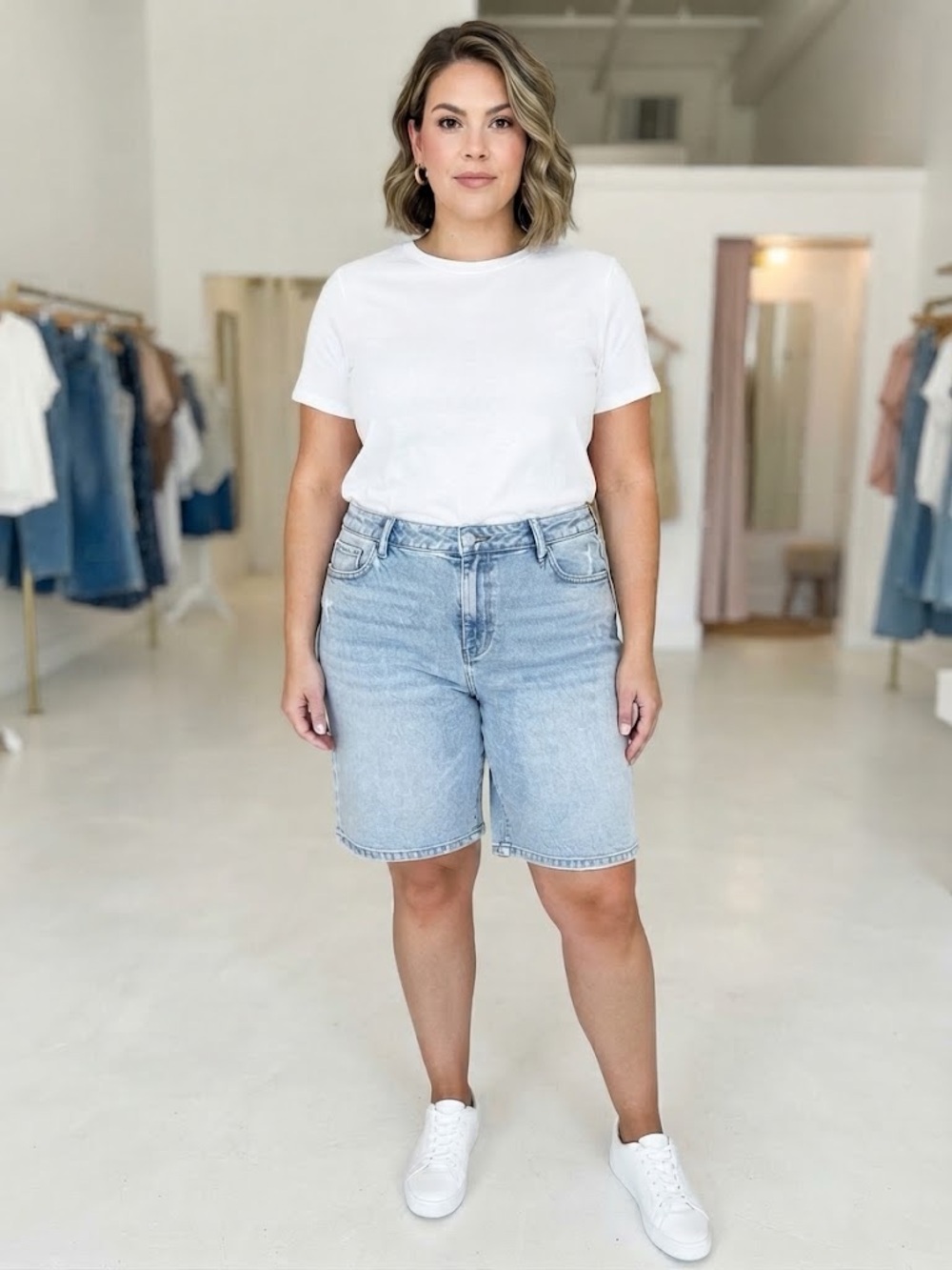 Ava & Viv Light Blue Denim Bermuda Shorts